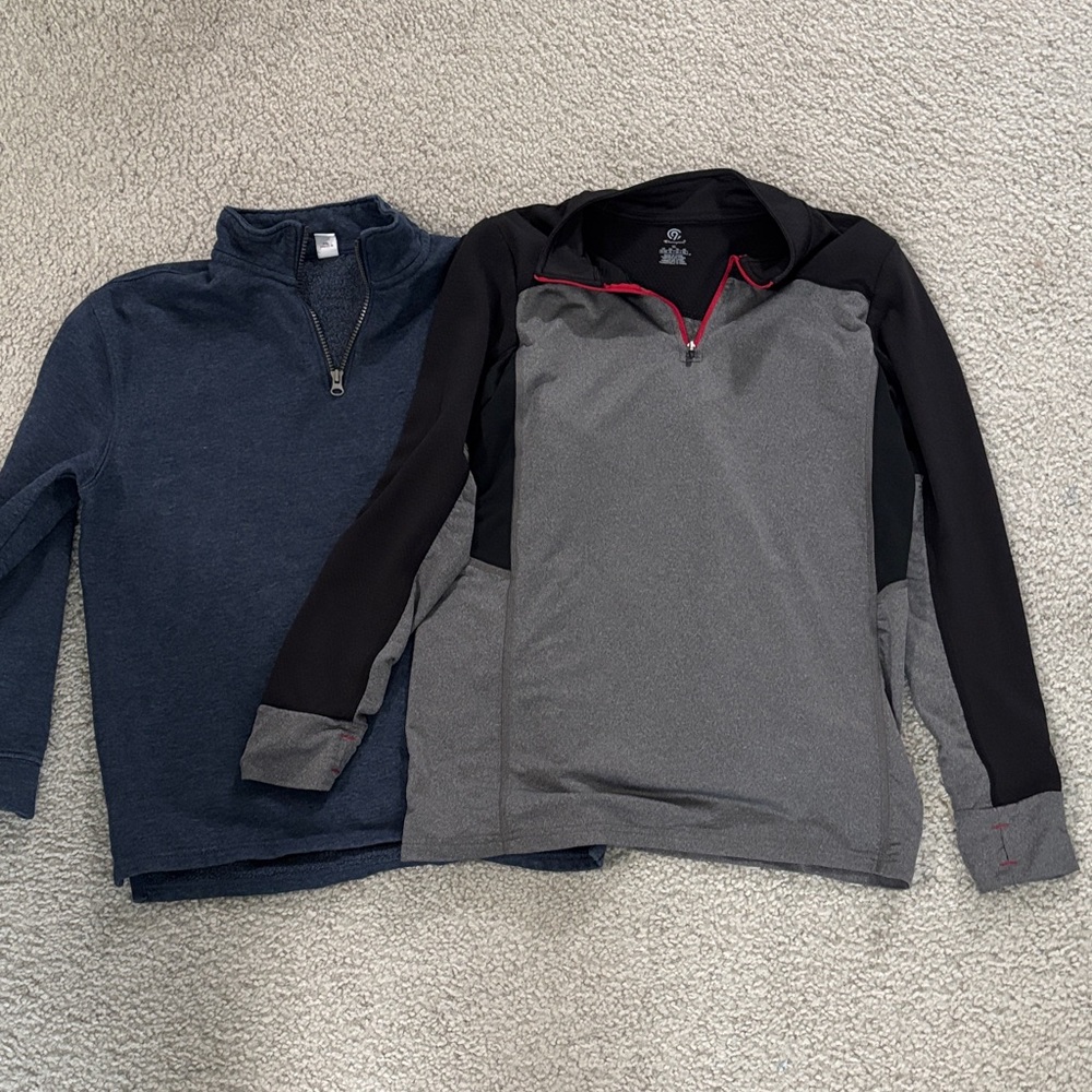 Gray and Navy Quarter-Zip Pullovers